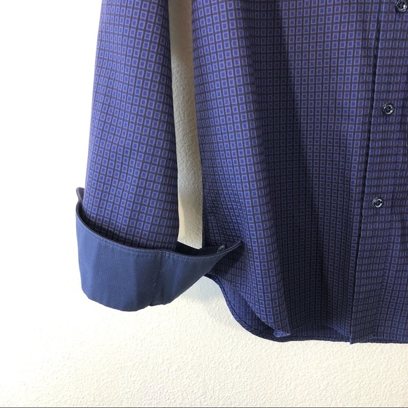 Bugatchi Shaped Fit Button Up Long Sleeve Blue Shirt - Picture 4 of 10